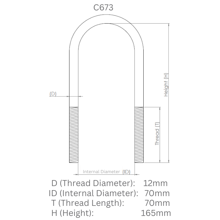 Diff Housing/Leaf Spring U-Bolt - Pack of 4 - C673