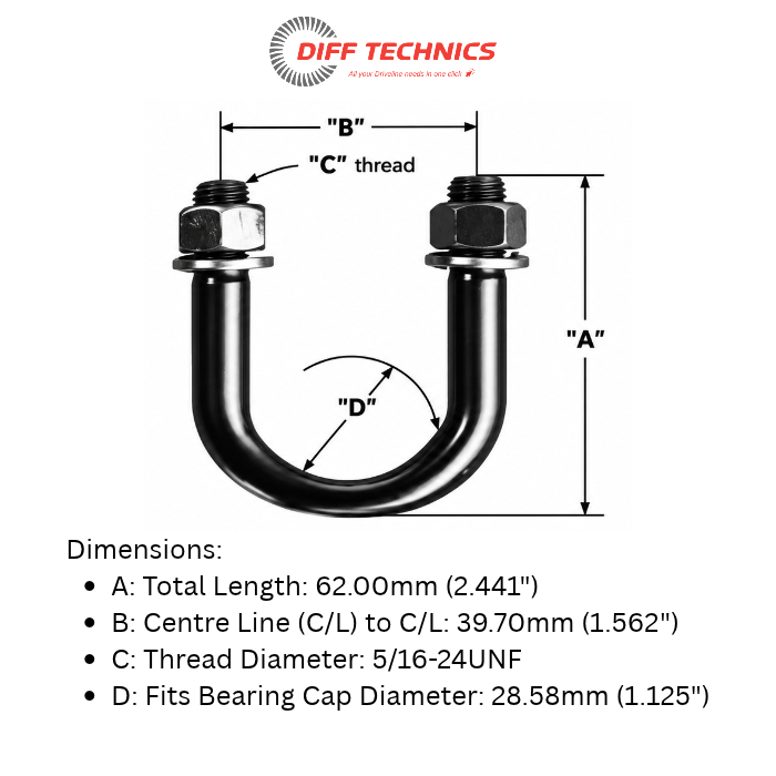 Holden One Tonner Tailshaft U-Joint U-Bolt Kit |HQ|HJ|HX|HZ|WB