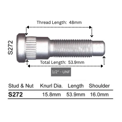 Ford Falcon EA-EL|AU|BA/BF|FG/FGX Disc Brake Rear Axle Press In Wheel Studs 1/2"-UNF - 10 Pack