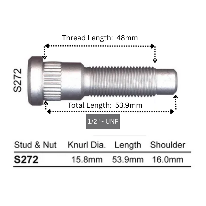 Ford Falcon EA-EL|AU|BA/BF|FG/FGX Disc Brake Rear Axle Press In Wheel Studs 1/2"-UNF - 5 Pack