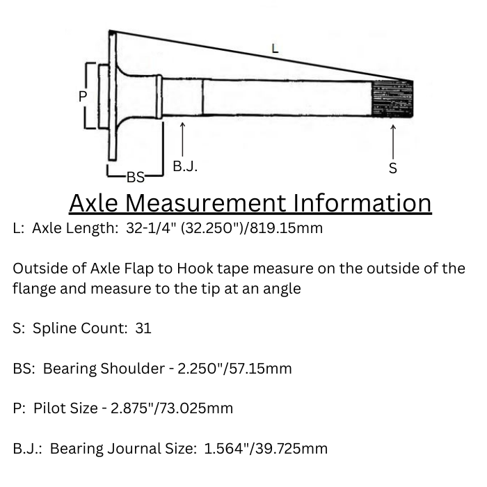 Tom's KA Axles Ford 9" 1981-87 Ford Bronco|1973-86 Ford F100 Length 32-1/4" 31 Spline Axle - Single Axle